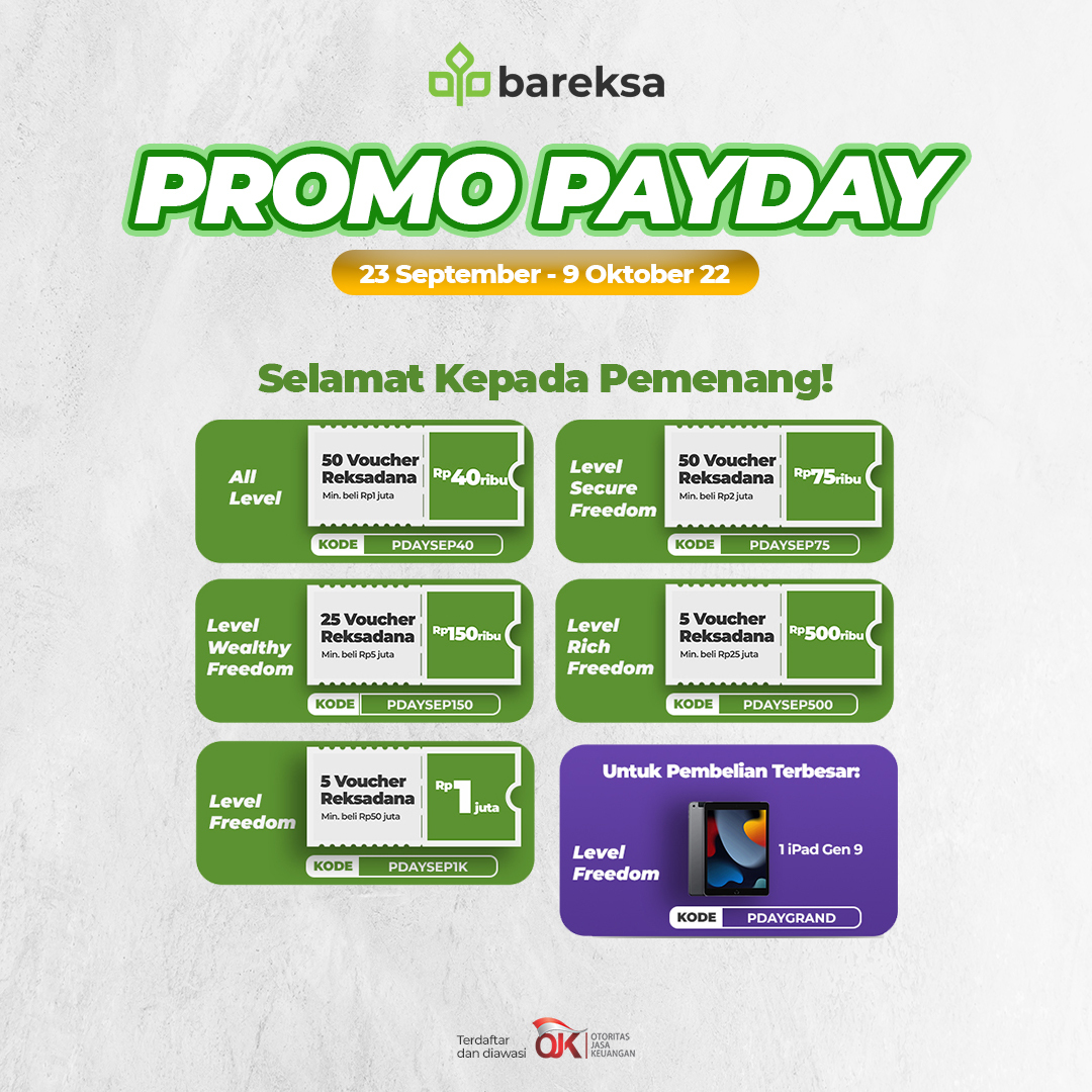 Selamat! Ini Pemenang Promo Payday September Berhadiah iPad dan Reksadana