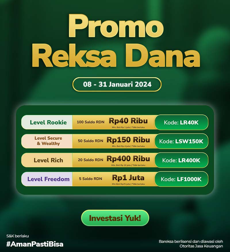 Promo Reksa Dana Bareksa Berhadiah Saldo RDN Saham hingga Rp1 Juta