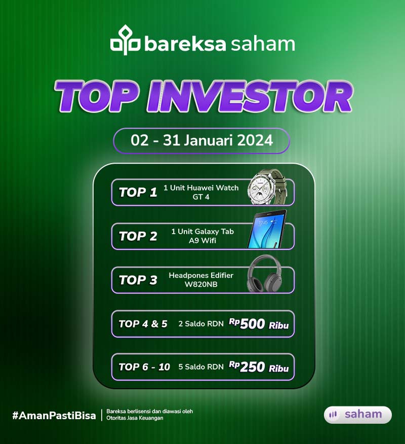 Selamat! Ini Pemenang Promo Top Investor Bareksa Saham Januari 2024