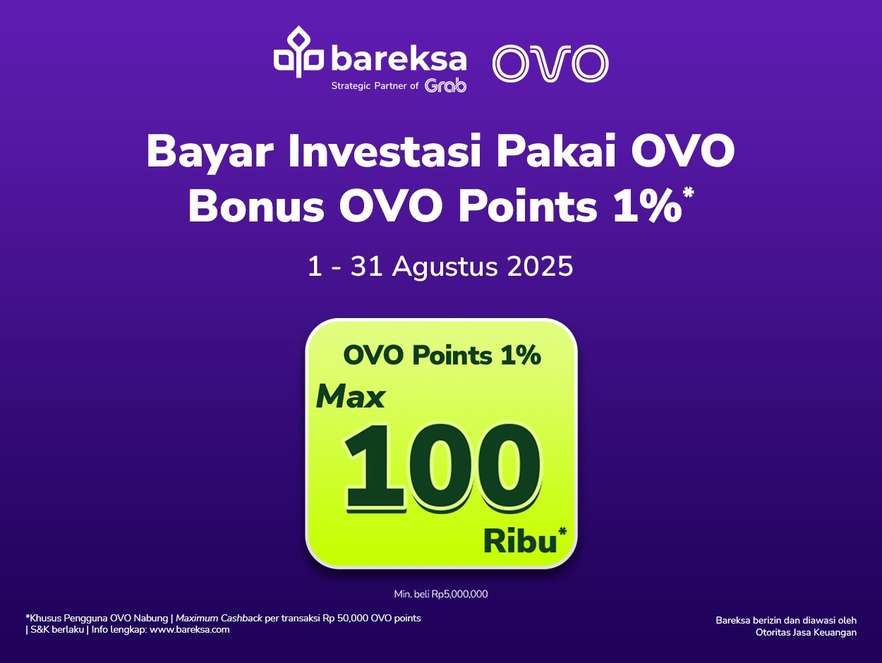 Promo Investasi Reksa Dana di Bareksa Bayar Pakai OVO, Bonus OVO Points hingga Rp100 Ribu