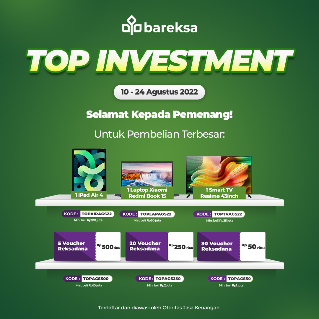 Selamat! Ini Pemenang Promo Top Investment Agustus 2022 Berhadiah iPad Air hingga Reksadana