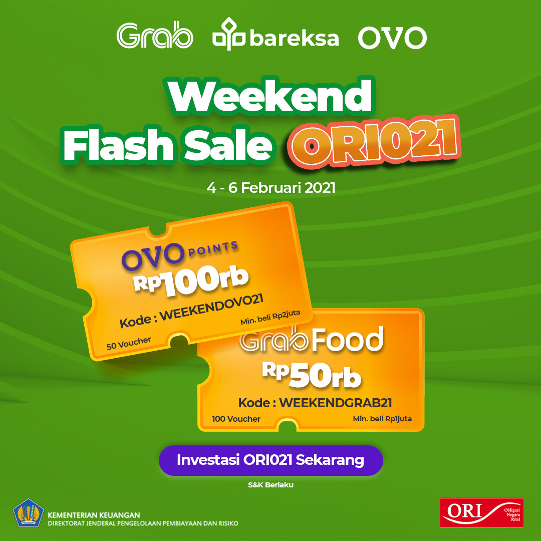 Akhir Pekan Beli ORI021 di Bareksa, Raih OVO Points dan Voucher GrabFood