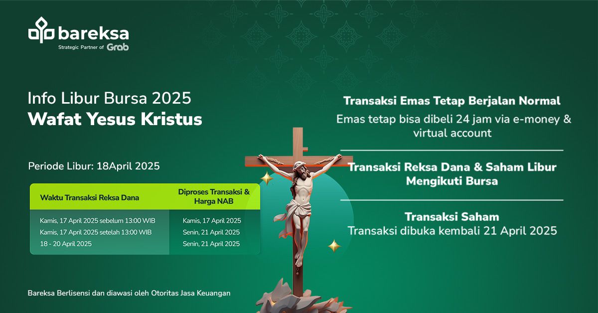 Peringatan Paskah 2025 Bursa Libur, Ini Proses Transaksi Saham, Reksadana dan Emas di Bareksa