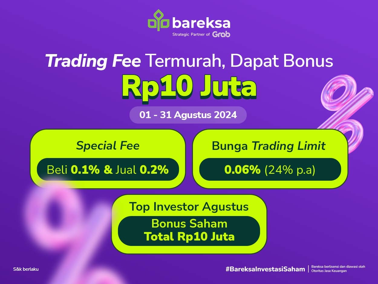 Promo Bareksa Saham: Biaya Transaksi Termurah, Berhadiah hingga Rp10 Juta