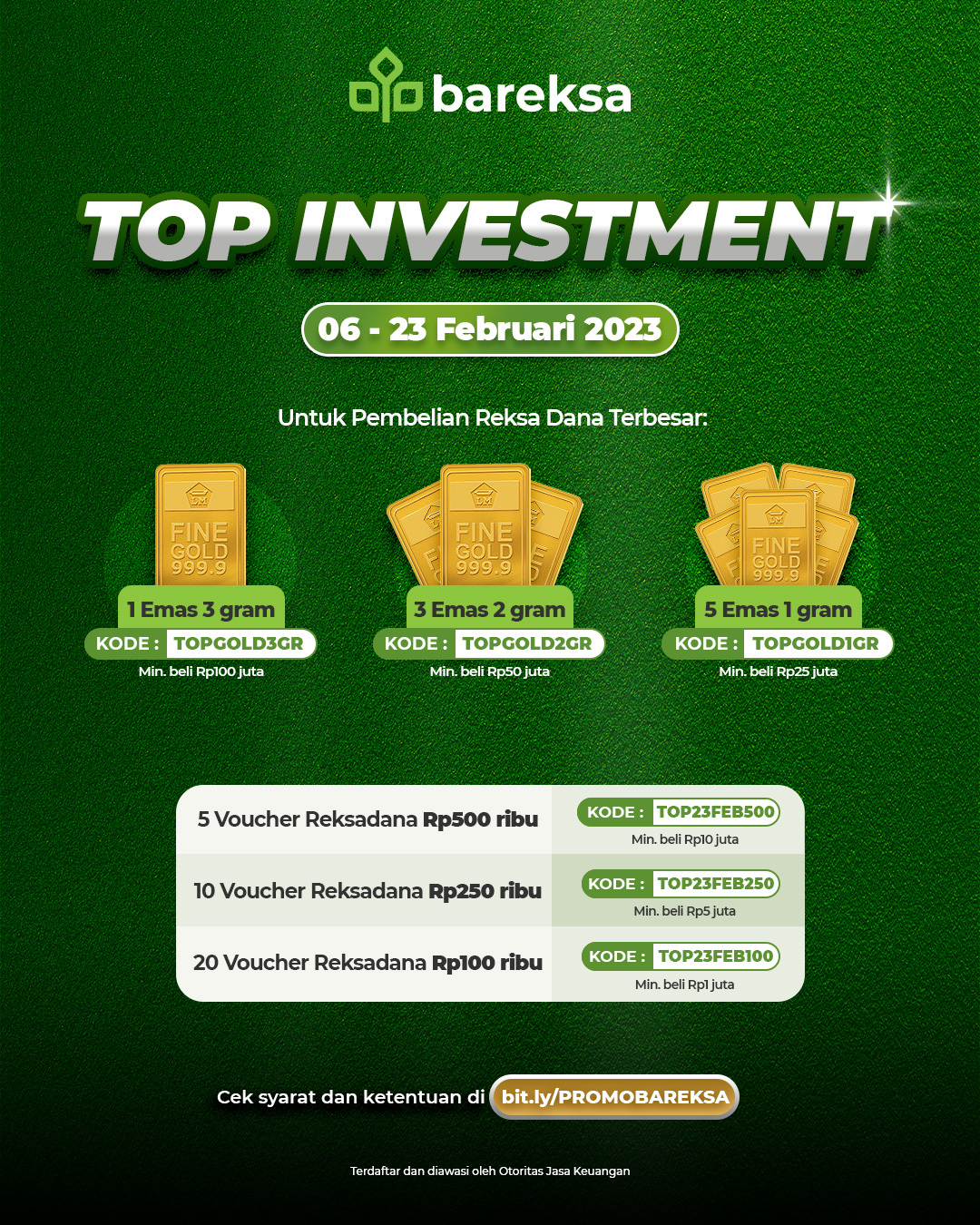 Promo Top Up Investasi Reksadana, Berhadiah Voucher hingga Emas Batangan