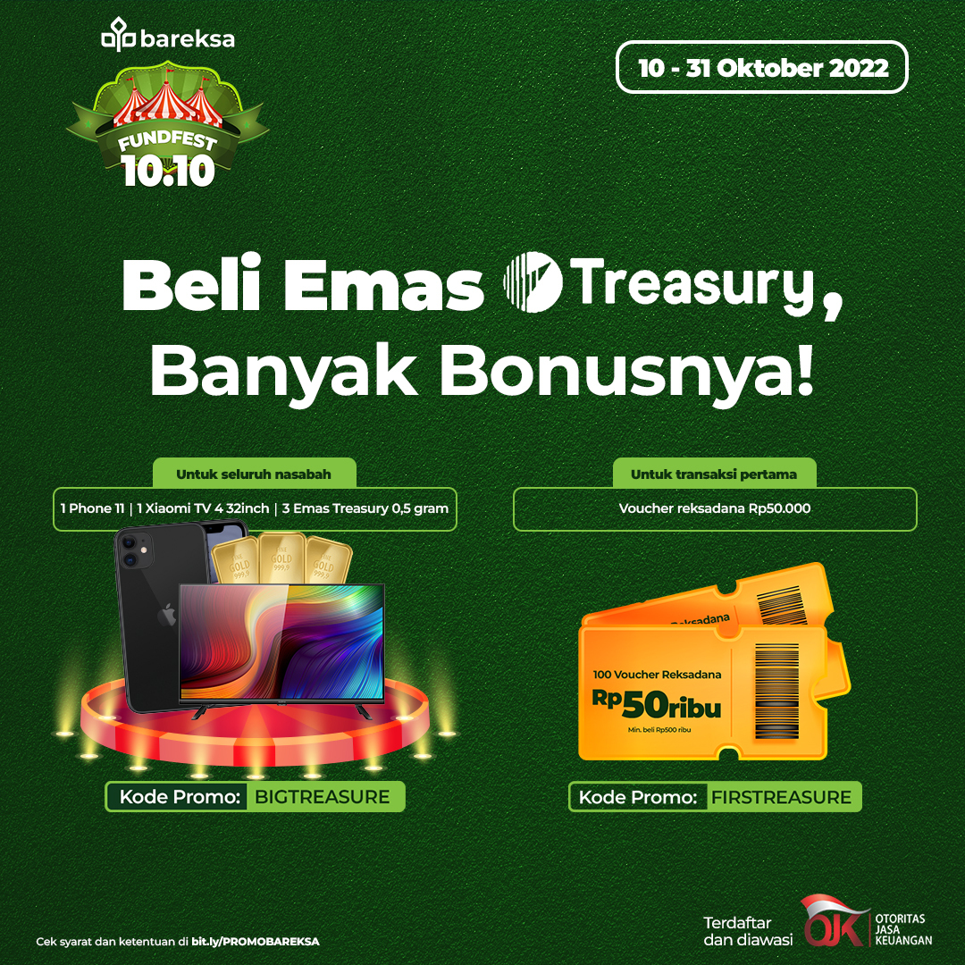 Promo 10.10 FundFest Bareksa, Beli Emas Berhadiah iPhone hingga Reksadana