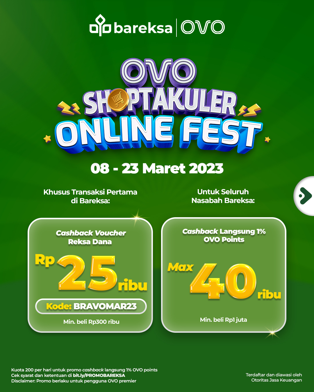 Promo OVO Investasi di Bareksa, Raih Reksadana dan Cashback Instan hingga Rp40 Ribu