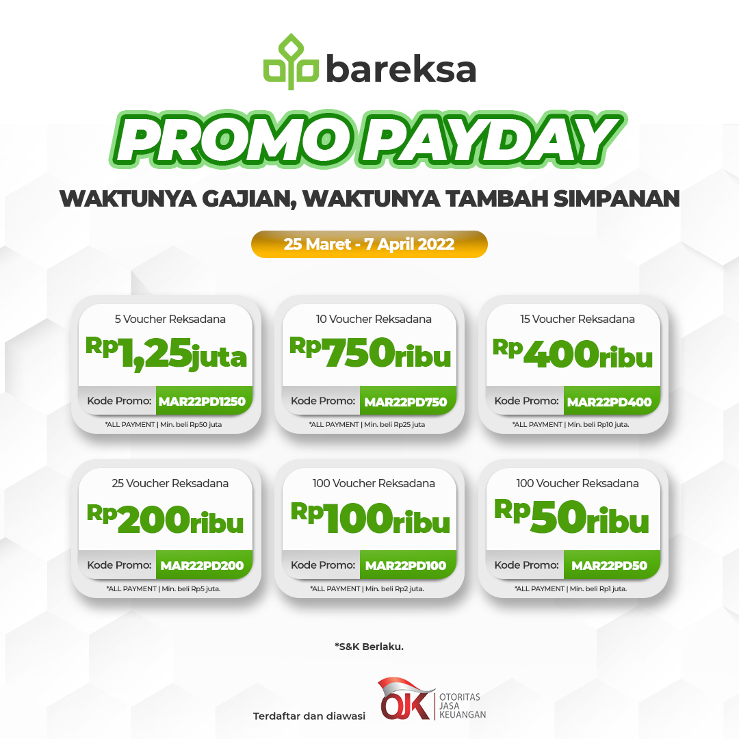 Promo Gajian Beli Reksadana, Raih Voucher hingga Rp1,25 Juta