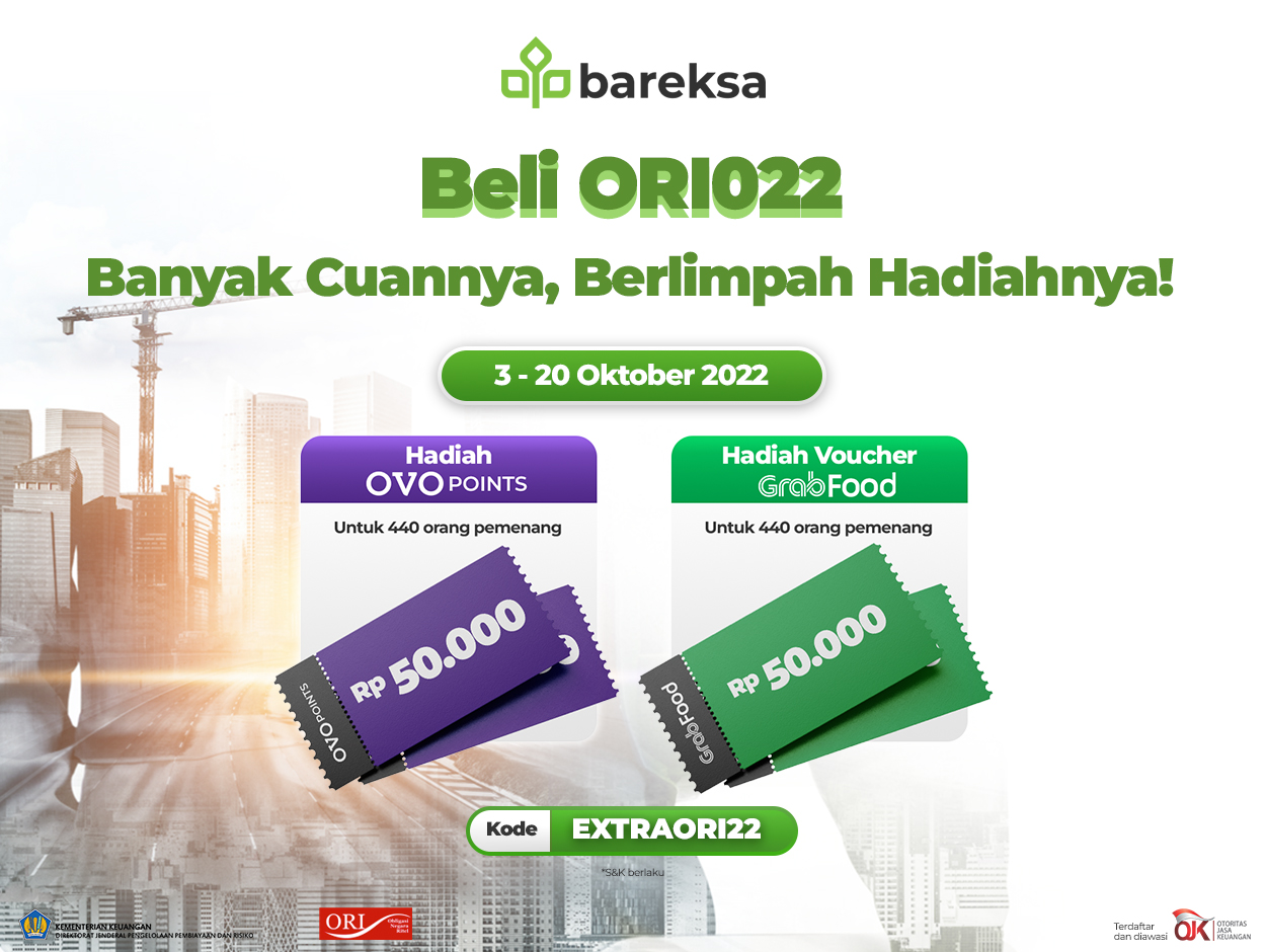 Beli ORI022 di Bareksa, Raih OVO Points dan Voucher GrabFood Rp50 Ribu