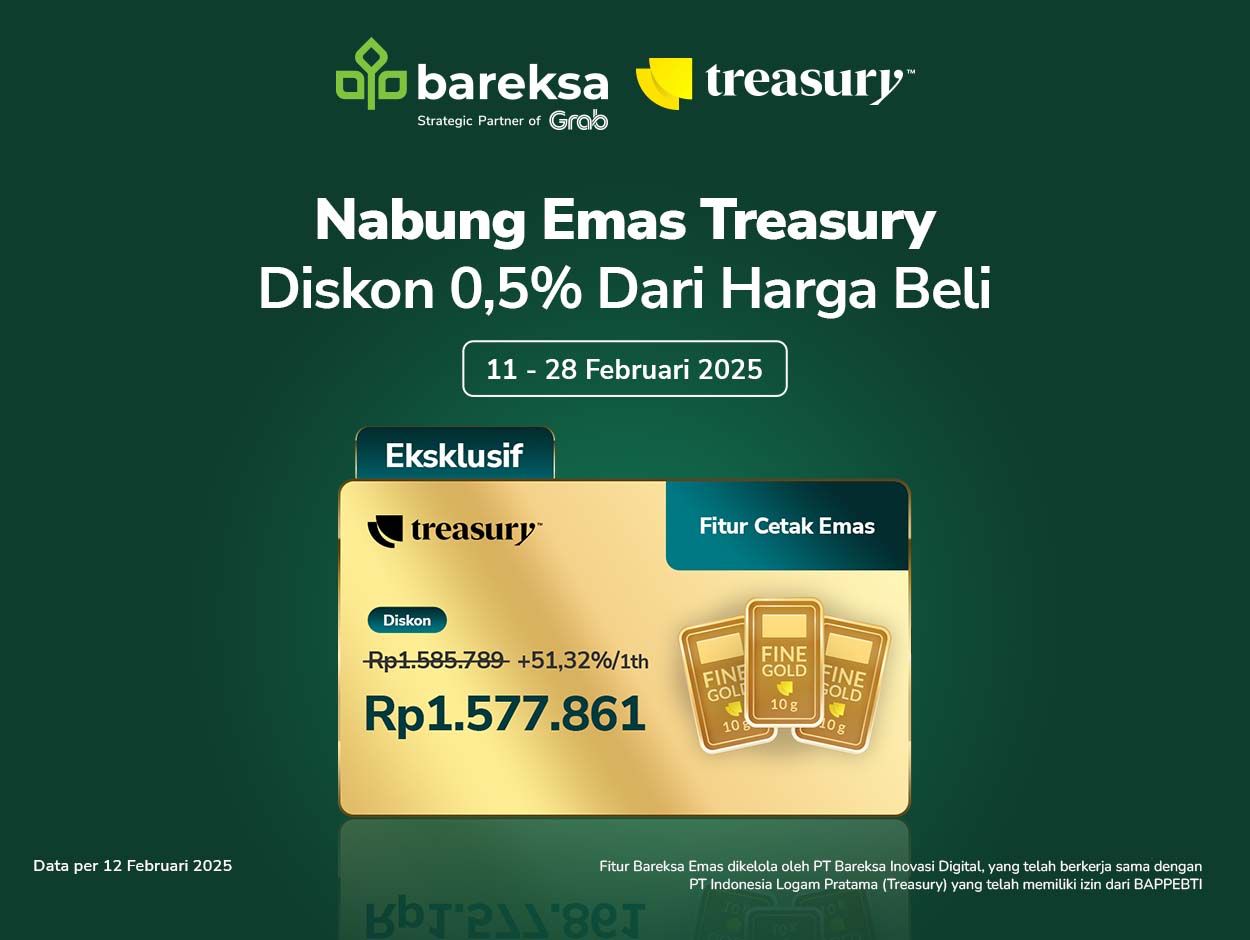 Harga Emas Rekor Rp1,7 Juta! Beli Bareksa Emas Treasury Malah Dapat Diskon, Bikin Makin Untung