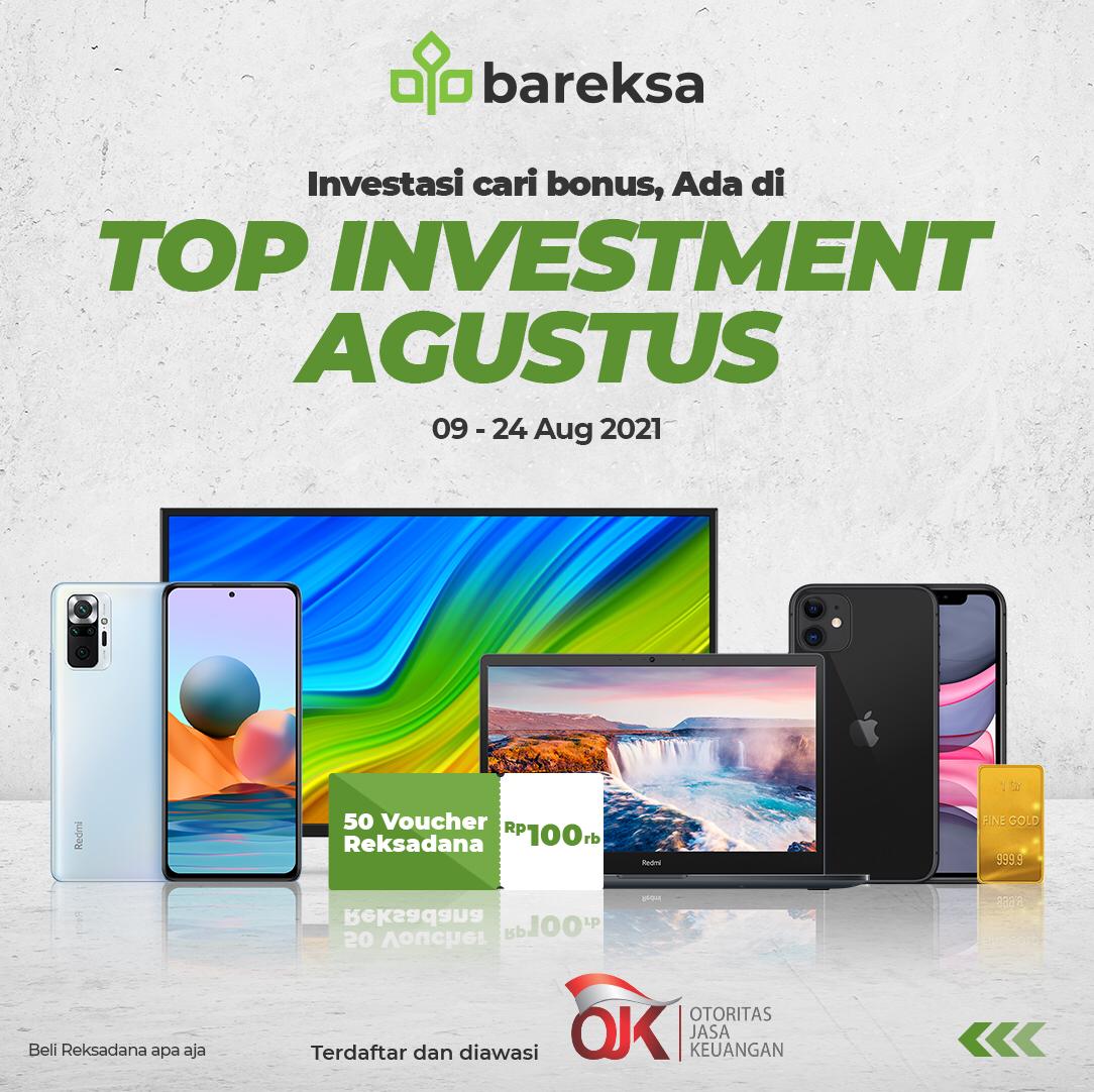 Gebyar Top Investment Agustus Bareksa, Raih Iphone 11, RedmiBook 15, Smart TV Hingga Emas