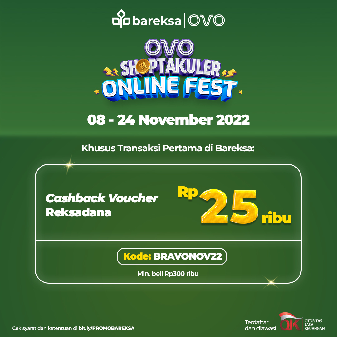 Promo OVO di Bareksa Pertama Beli Reksadana, Dapat Voucher Rp25 Ribu