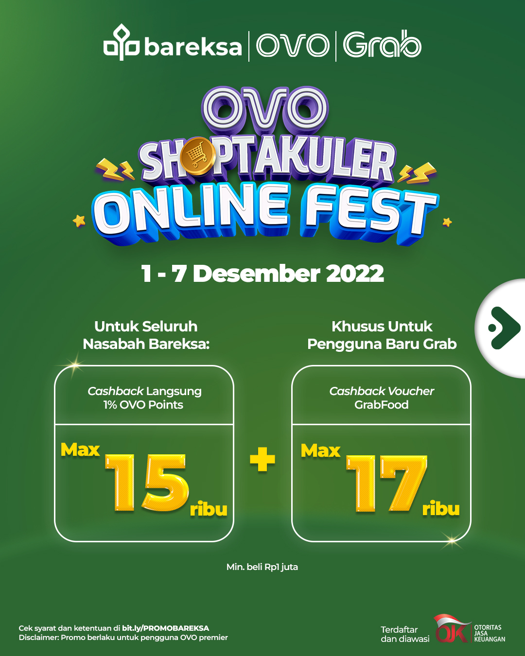 Promo OVO di Bareksa Beli Reksadana Raih Cashback Instan dan Ekstra Voucher GrabFood