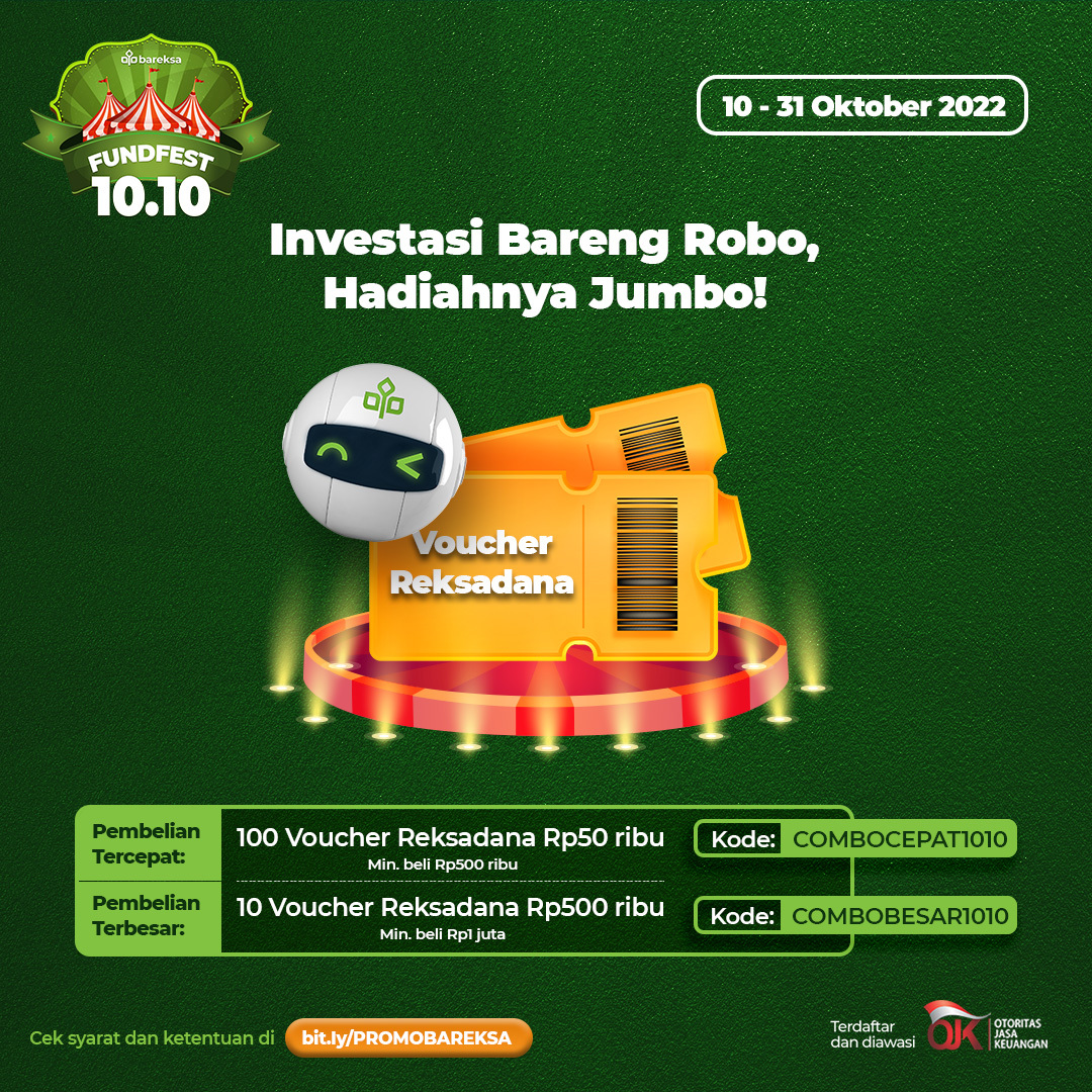 Promo 10.10 FundFest Robo Bareksa Berhadiah Reksadana hingga Rp500 Ribu