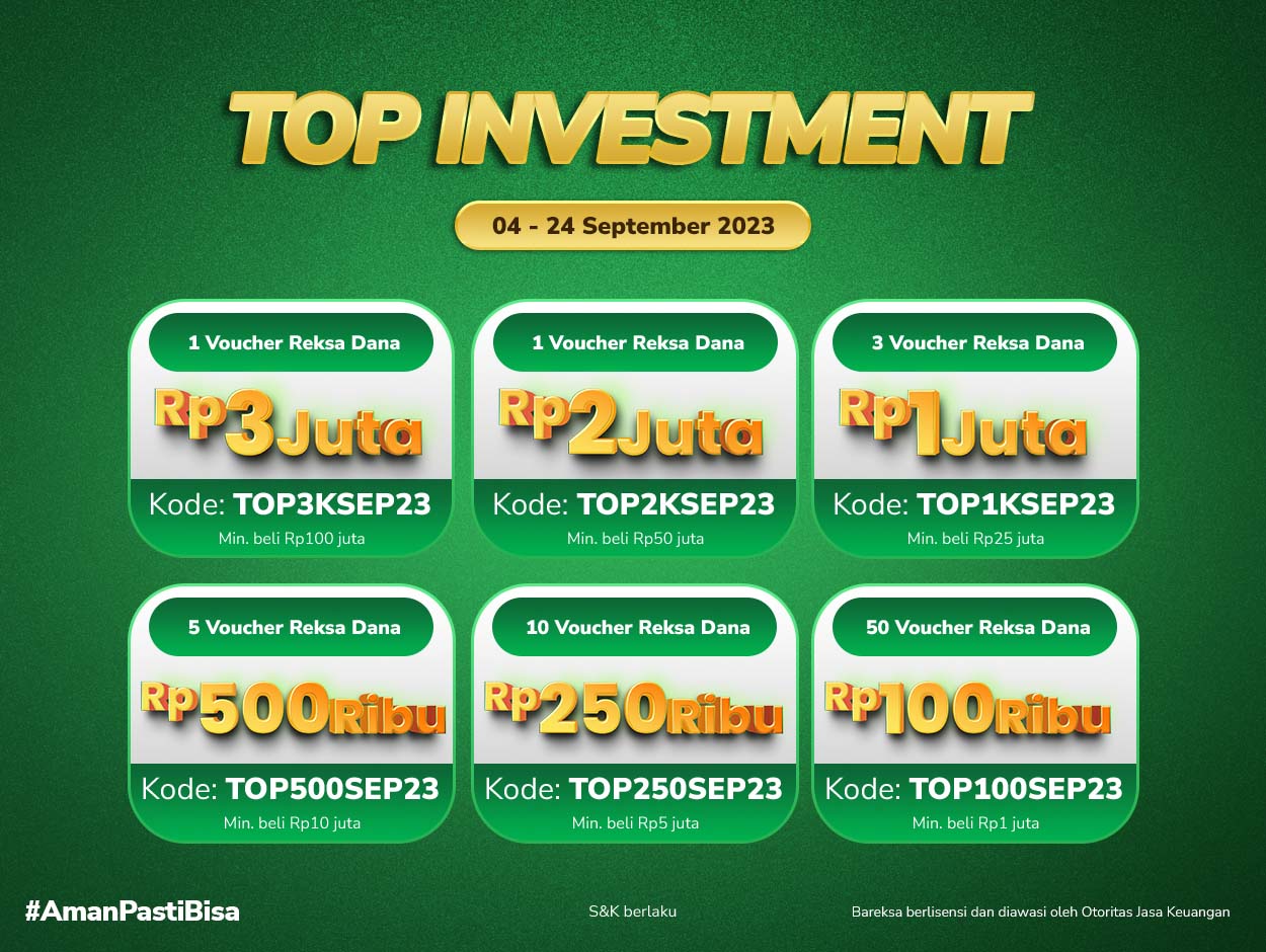 Promo Top Investment September: Beli Reksadana Berhadiah hingga Rp3 Juta