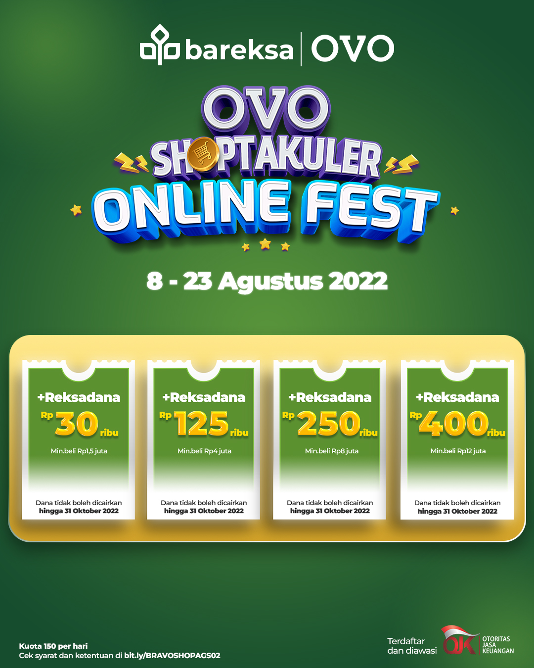 Promo Bareksa | OVO Shoptakuler : Investasi Reksadana Auto Cashback & Voucher hingga Rp400.000