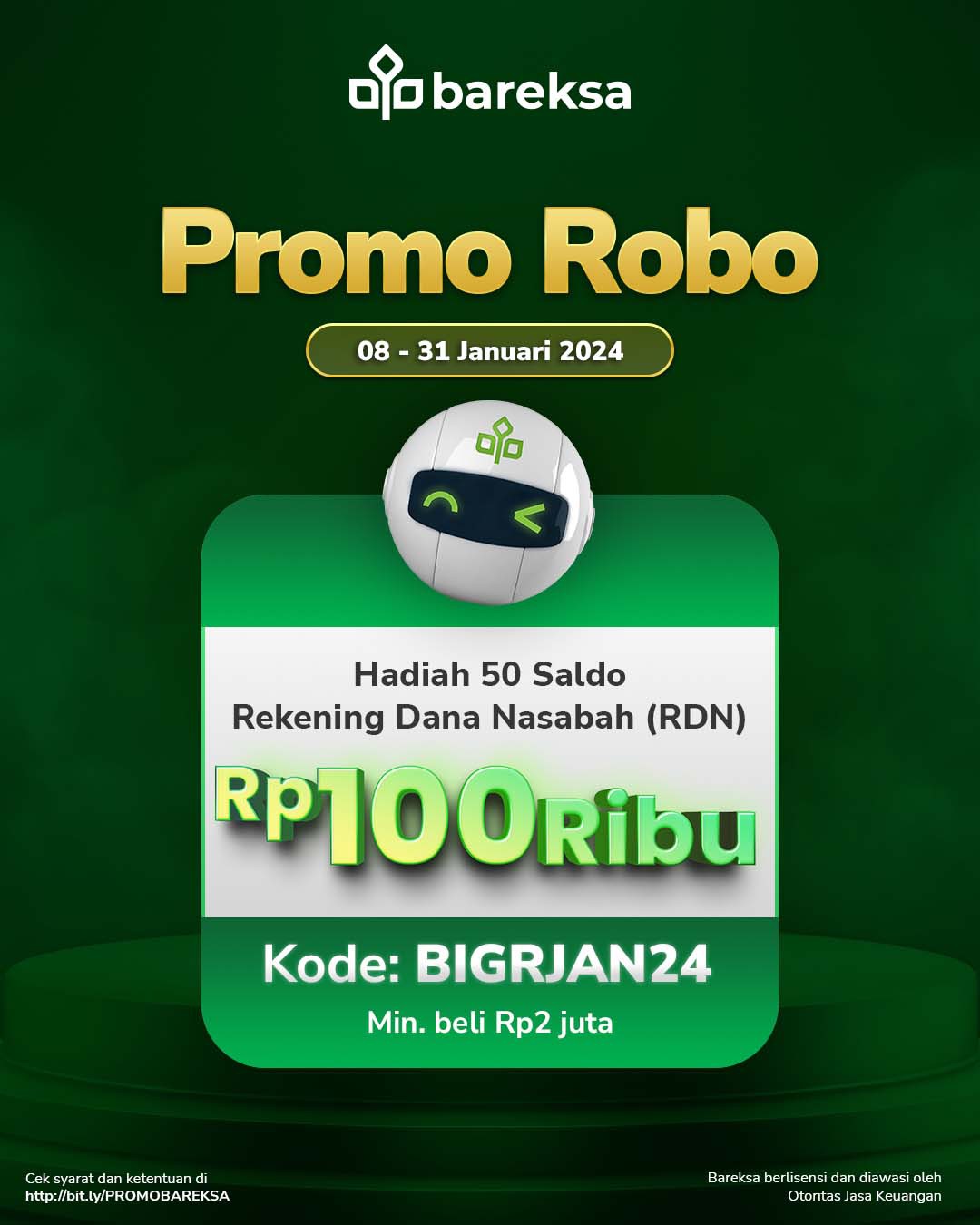 Selamat! Ini Pemenang Promo Robo Advisor Januari 2024 Berhadiah Saldo RDN Rp100 Ribu