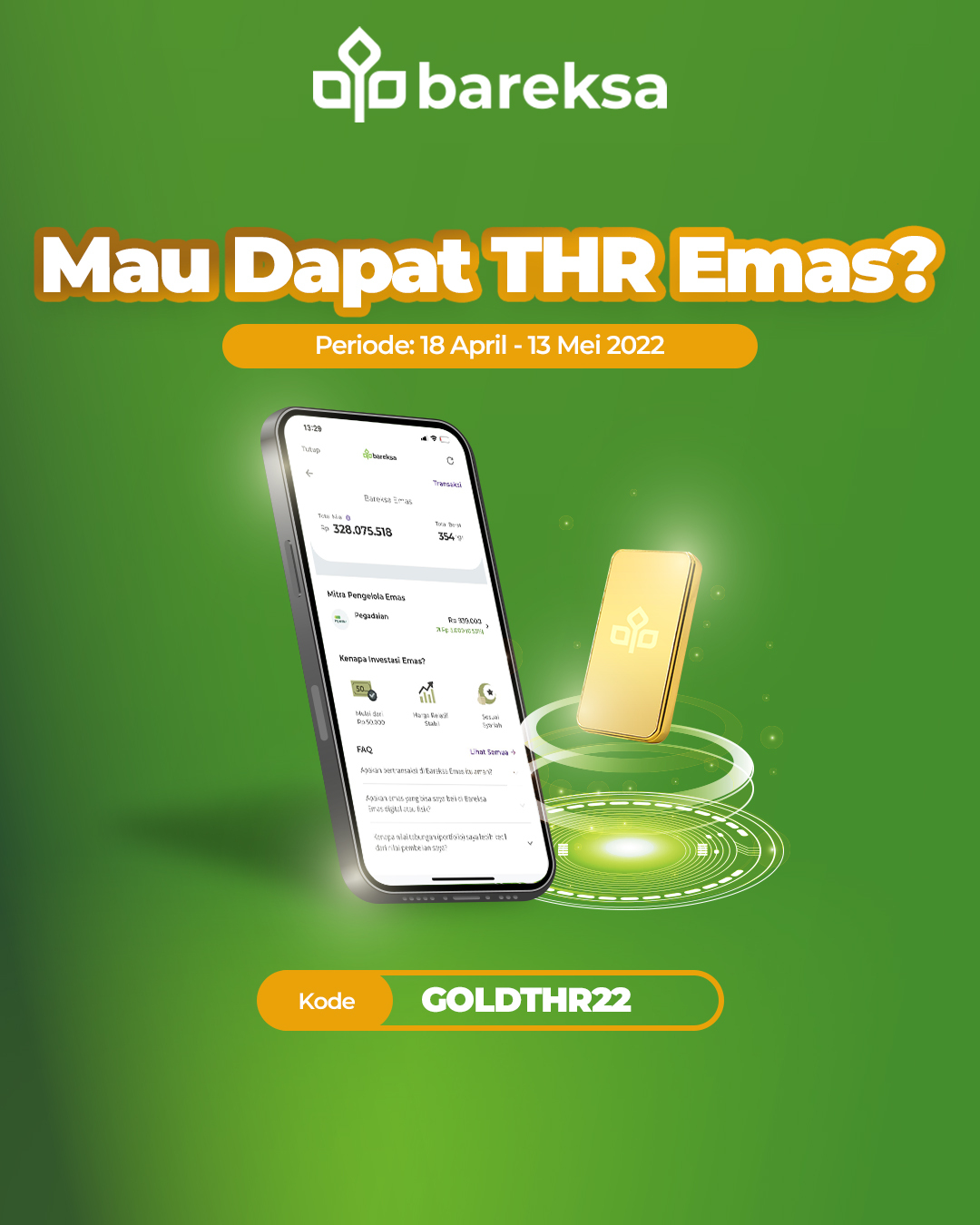 Promo THR Emas Bareksa, Investasi Logam Mulia Raih Reksadana Rp100 Ribu