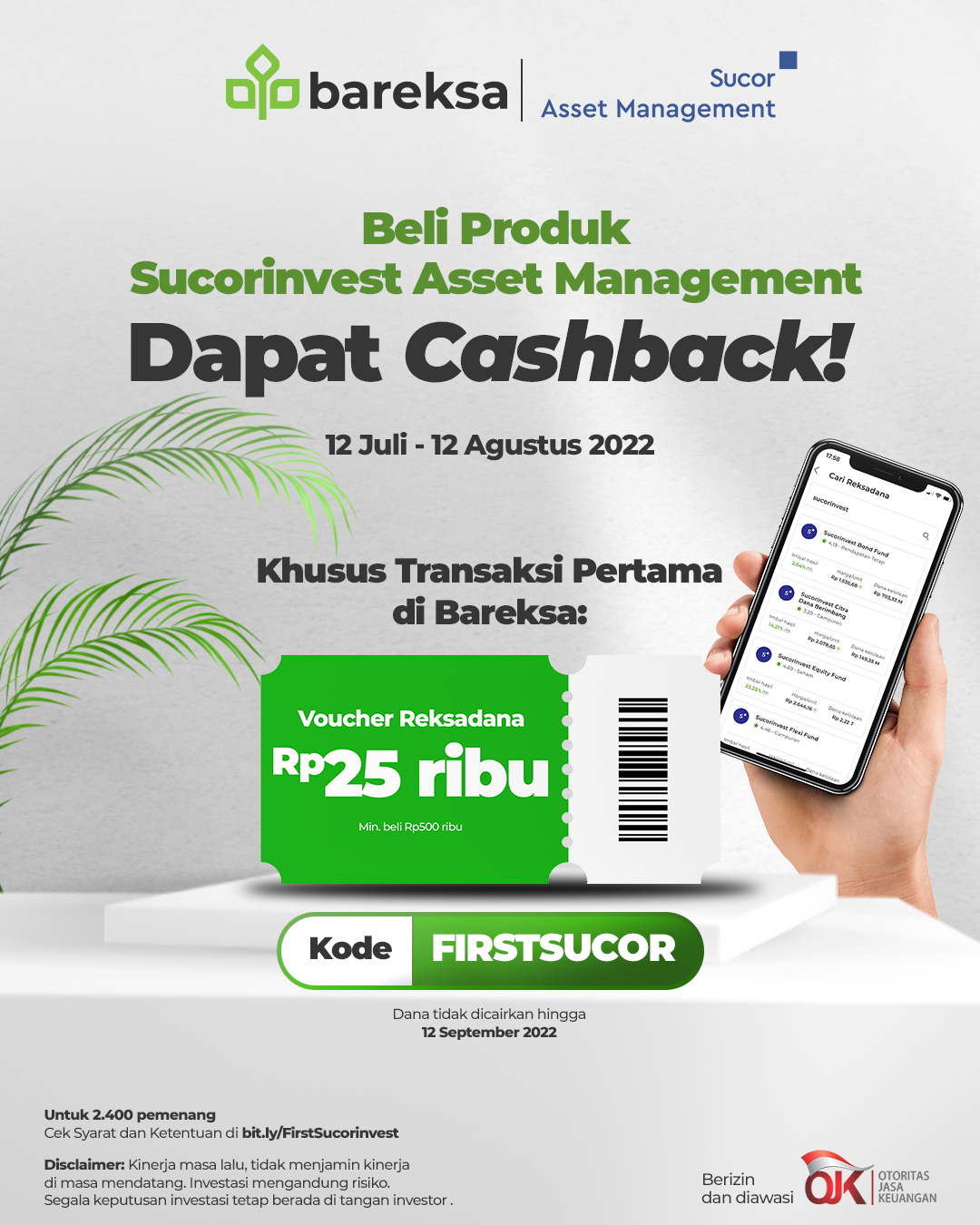 Pertama Investasi Reksadana Sucor AM di Bareksa, Raih Cashback Rp25 Ribu