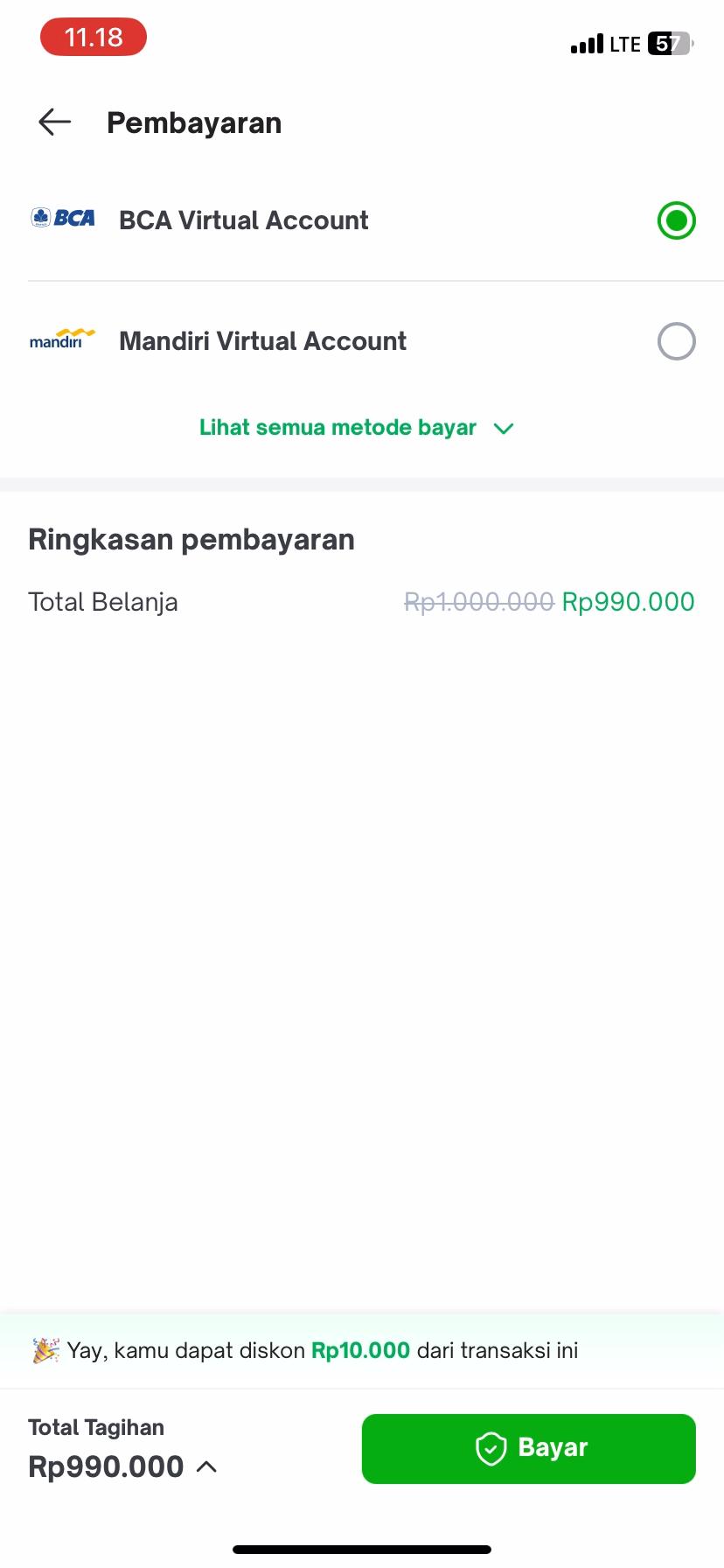 Pilih virtual account