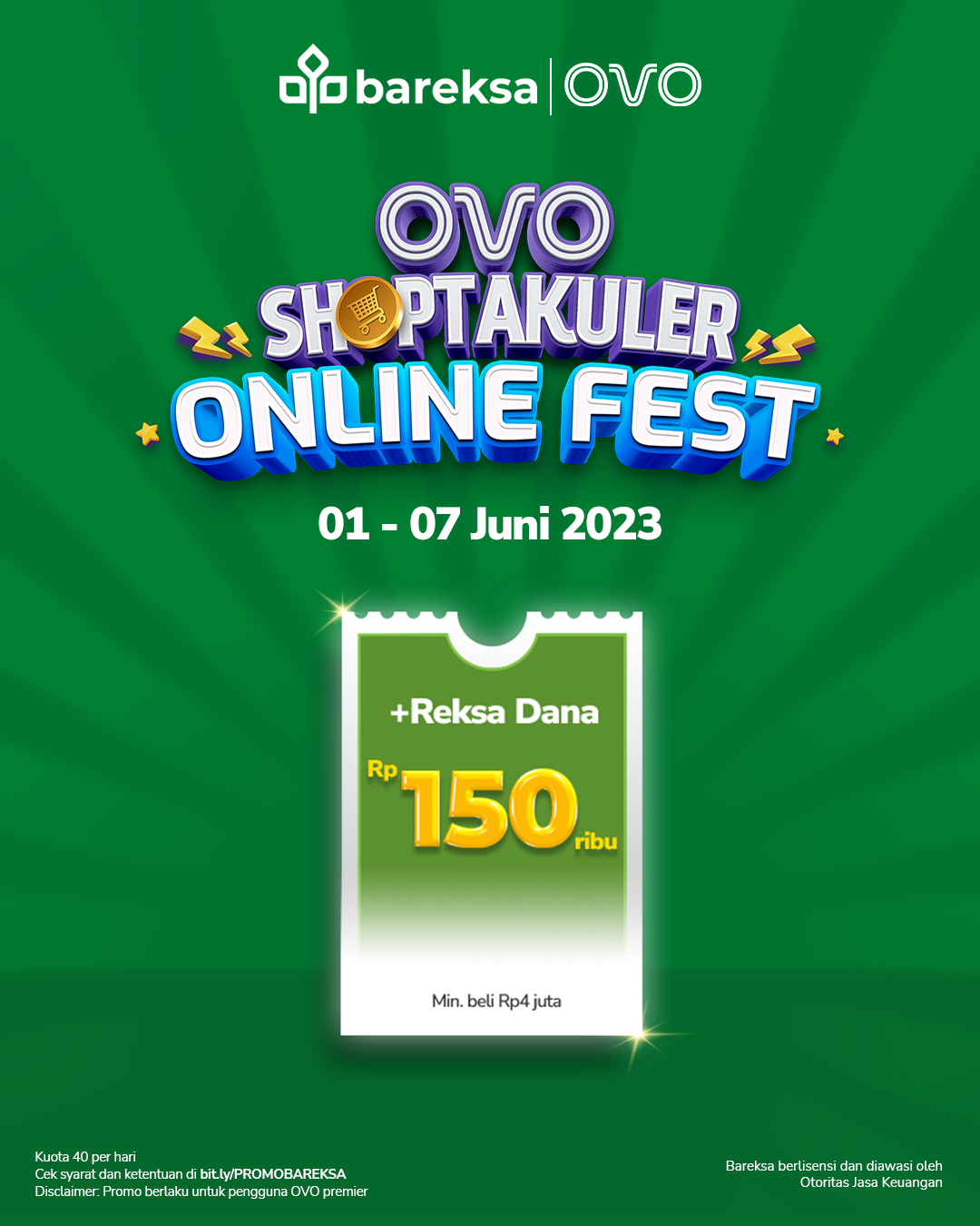 Promo OVO Shoptakuler: Investasi di Bareksa Berhadiah Reksadana Rp150 Ribu