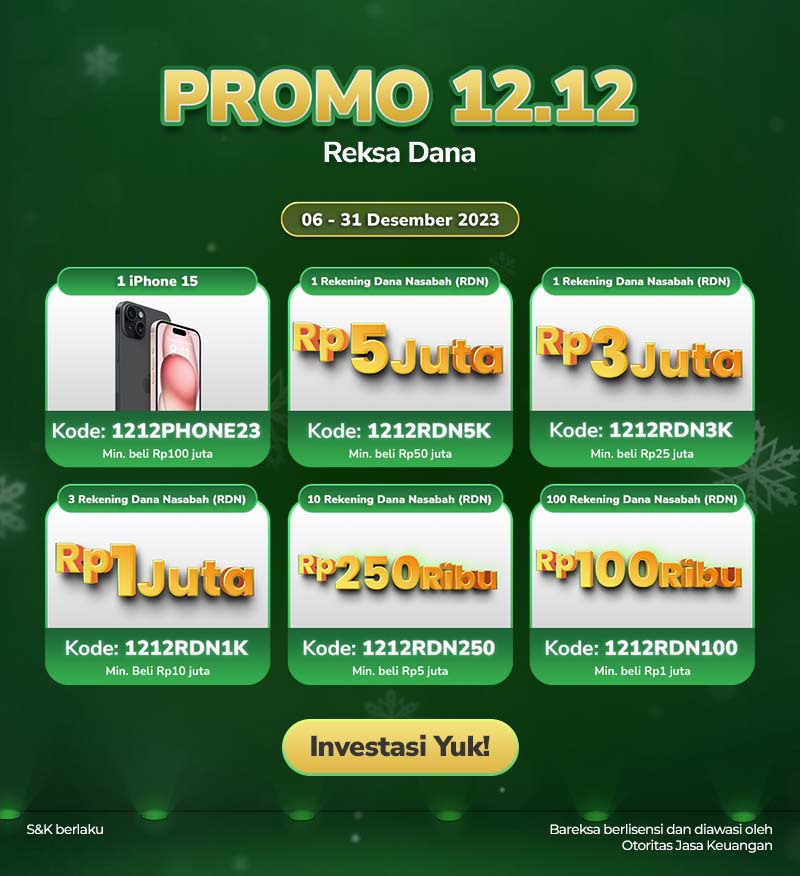 Promo 12.12 Reksadana: Investasi Berhadiah iPhone 15 hingga Saldo Saham Rp5 Juta