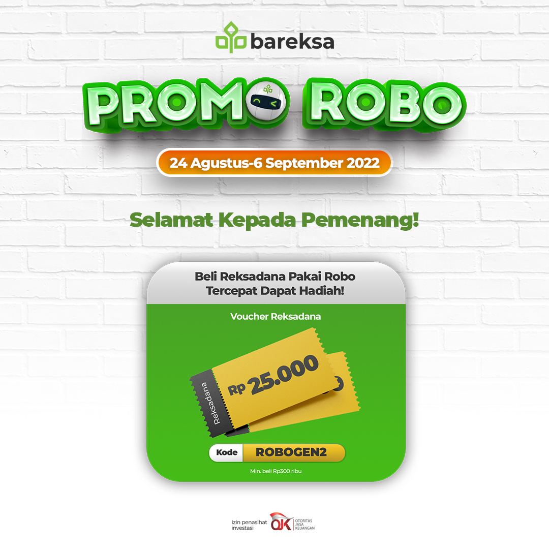 Selamat! Ini Pemenang Promo Robo Bareksa Berhadiah Reksadana Rp25 Ribu