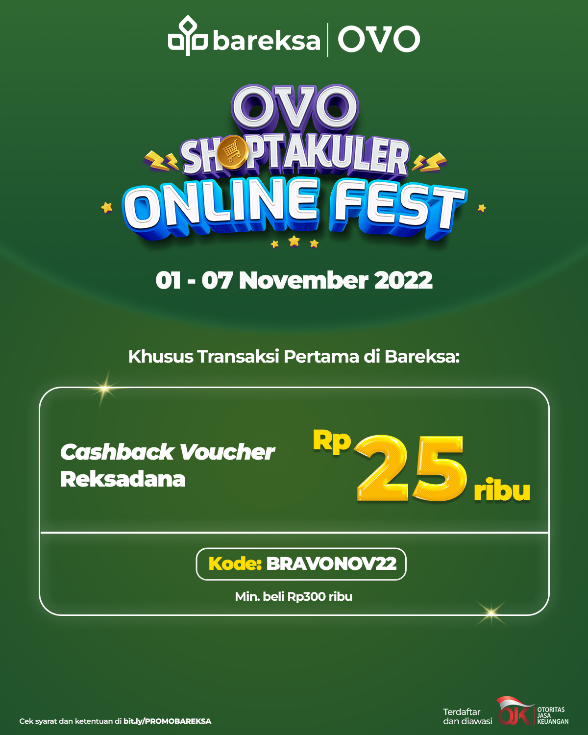 Promo OVO Pertama Beli Reksadana Bareksa, Raih Voucher Rp25 Ribu