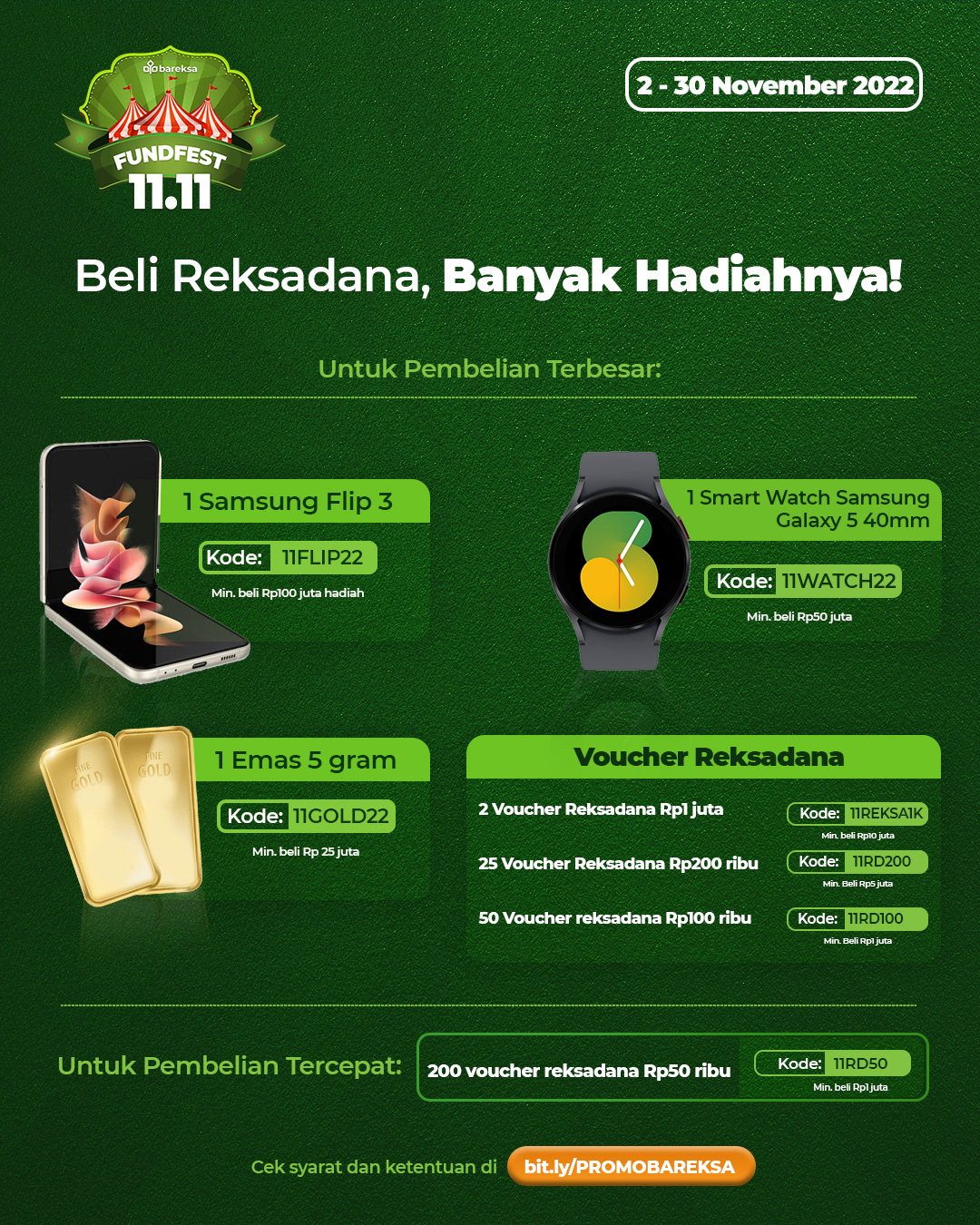 Promo FundFest 11.11 Beli Reksadana Berhadiah Smartphone, Emas hingga Voucher 
