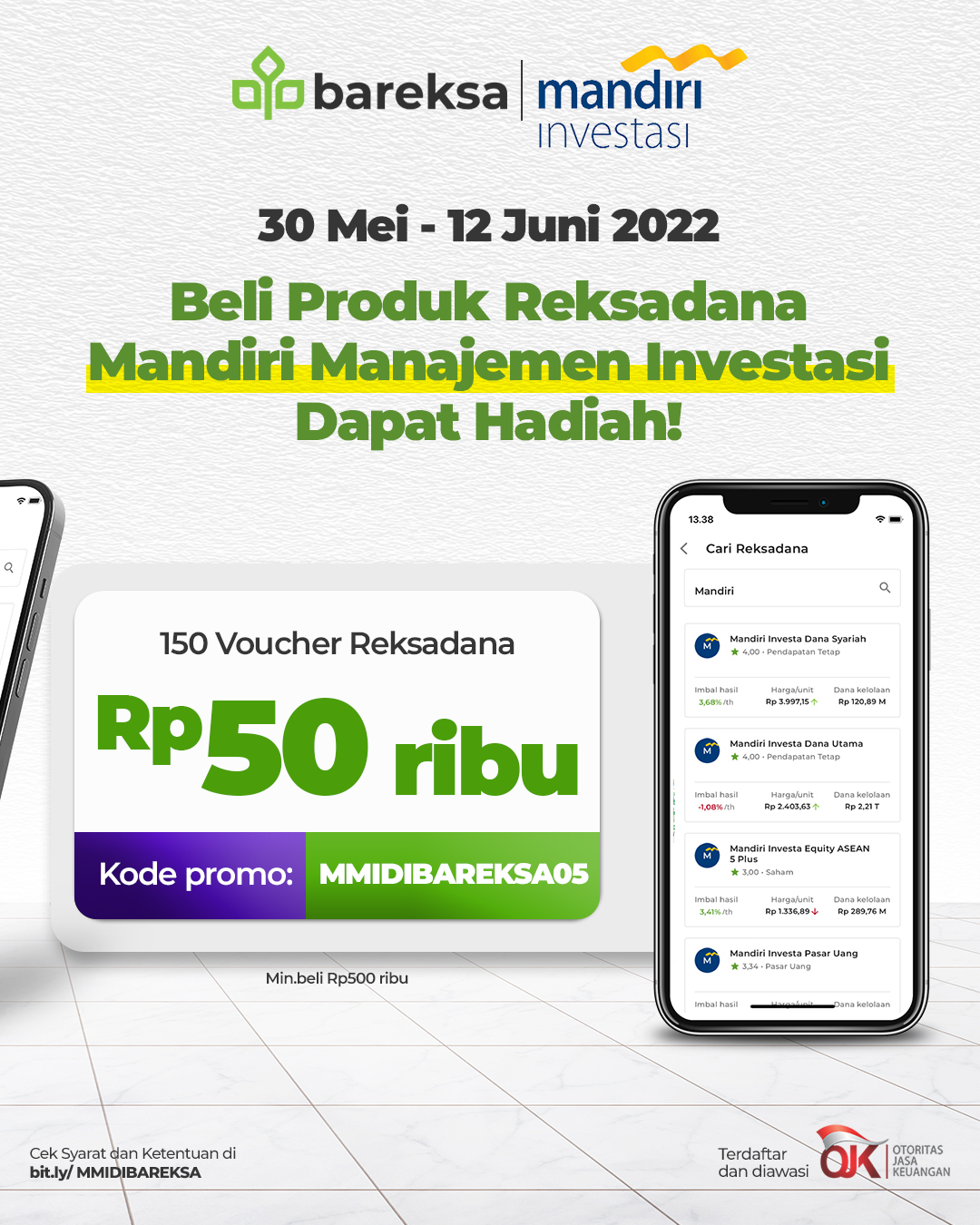 Beli Reksadana Mandiri Investasi di Bareksa, Raih Cashback Rp50 Ribu