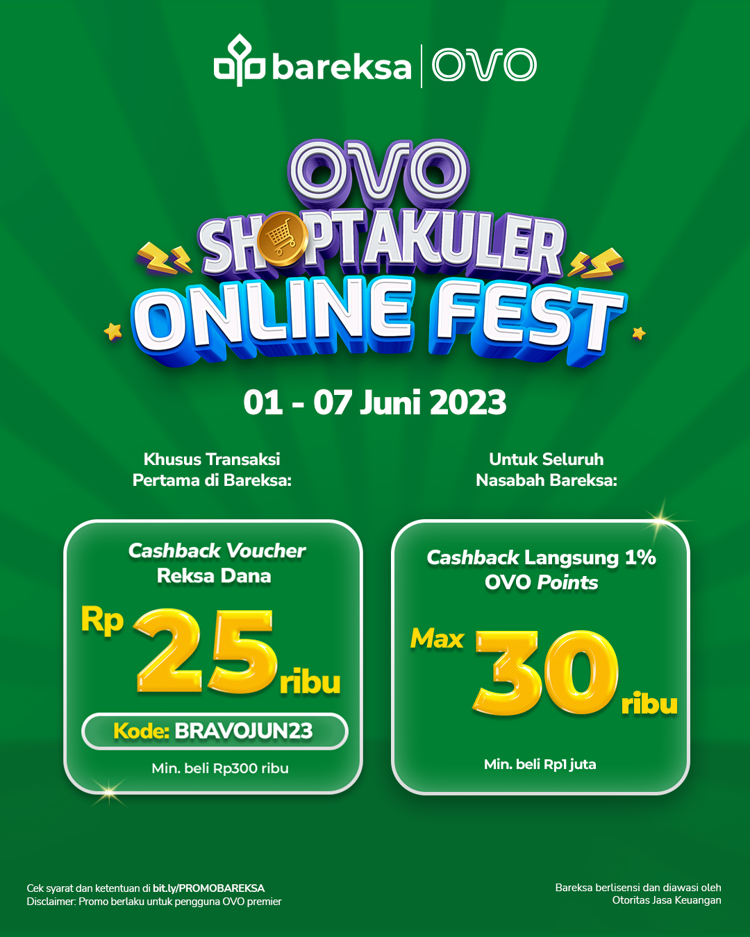 Promo OVO Bareksa Investasi Pertama, Raih Reksadana dan Cashback Instan Rp30 Ribu