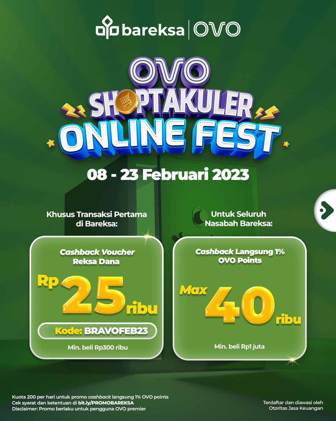 Promo OVO di Bareksa Berhadiah Reksadana dan Instant Cashback hingga Rp40 Ribu