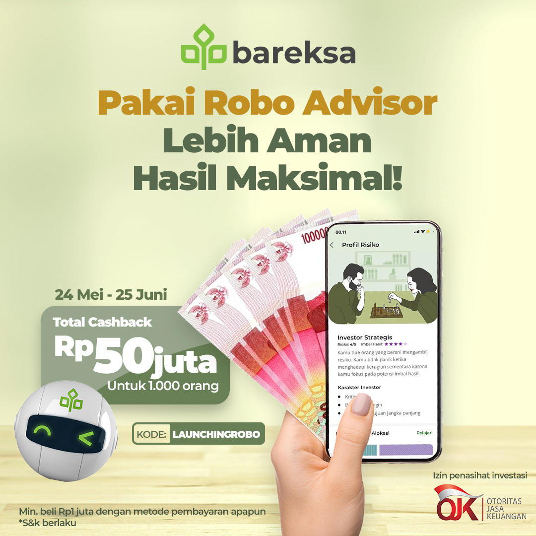 Coba Fitur Robo Advisor Bareksa, Cashback Reksadana Total Rp50 Juta