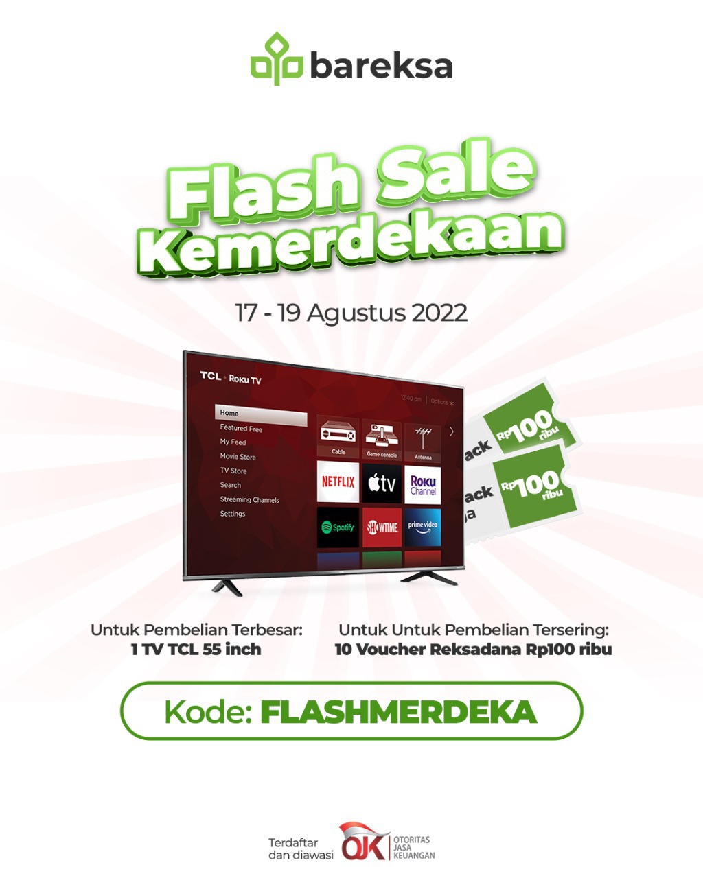 Promo Flash Sale Kemerdekaan, Beli Reksadana Bisa Raih TV dan Voucher Rp100 Ribu