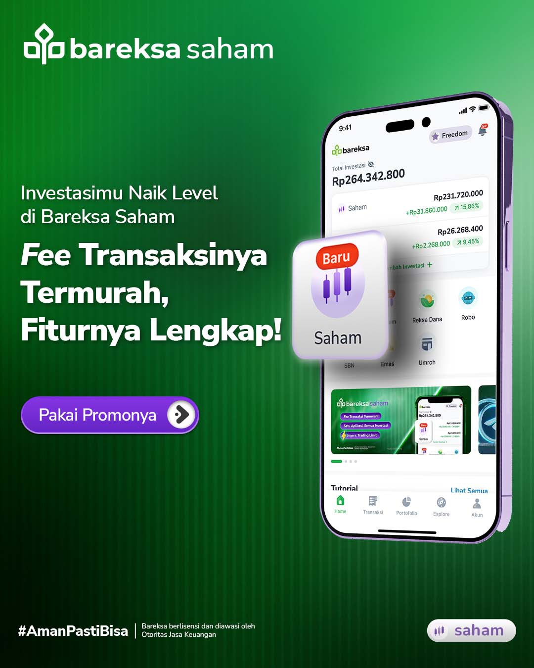 Promo Special Fee Bareksa Saham: Beli 0,1% dan Jual 0,2%, Termurah!