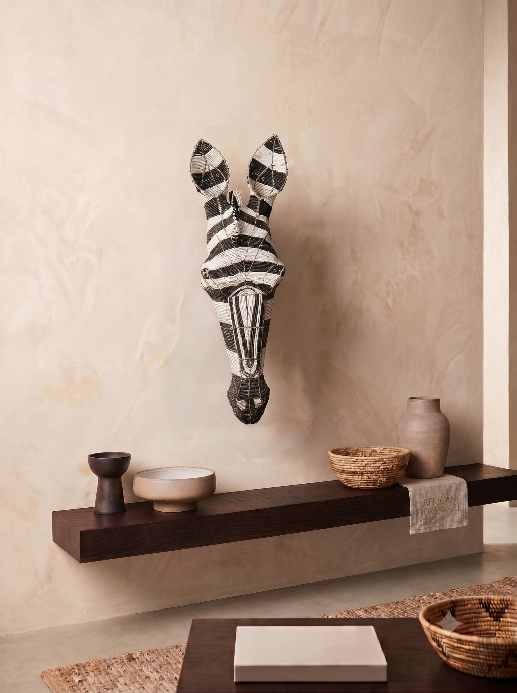 Beaded Wall Sculpture — Mbizi Zebra Trophy (Medium)