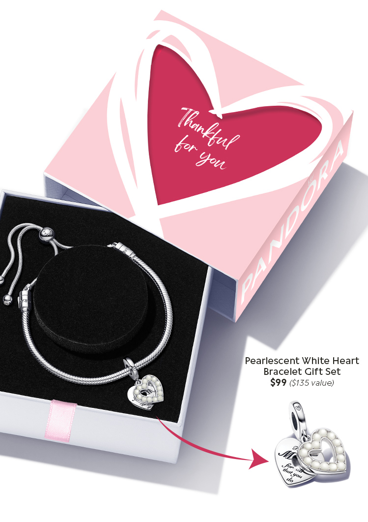 Pearlescent White Heart Bracelet Gift Set