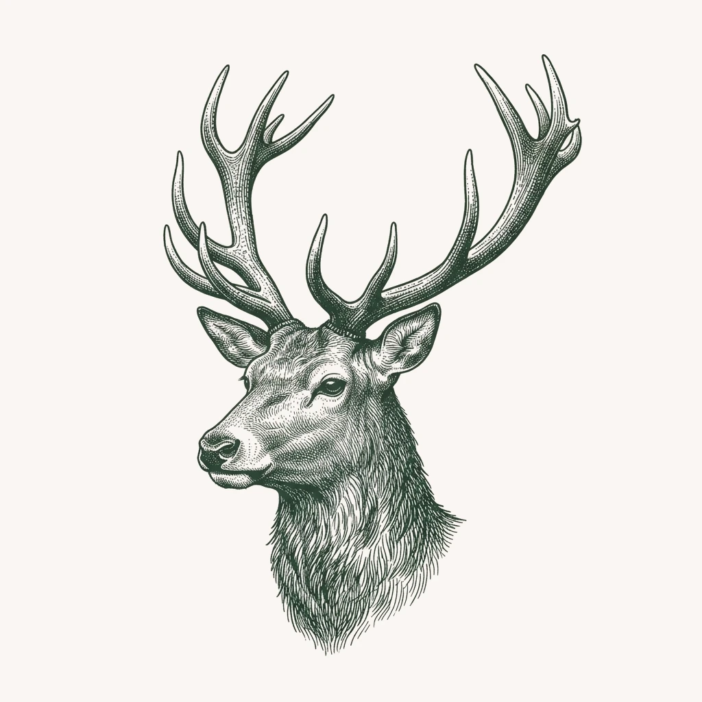 Rycina jelenia szlachetnego (Cervus elaphus) - Linia BÓR