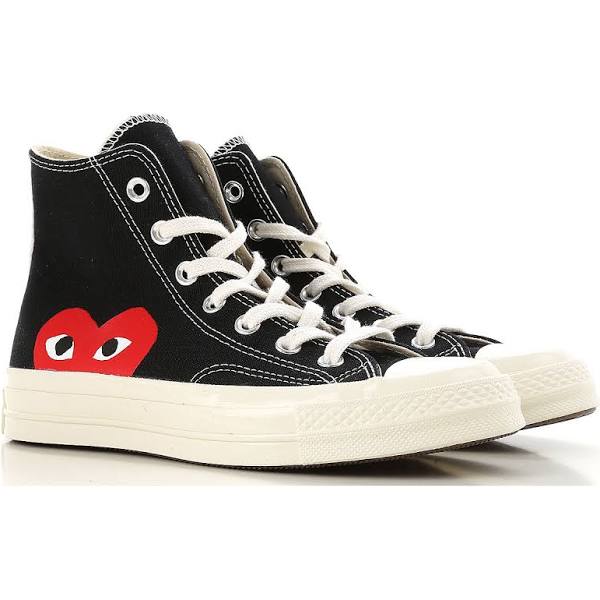 Converse Comme des Garcons x Chuck Taylor All Star Hi Play Black/White Canvas Shoes/ 150204C (Size: US 4) 