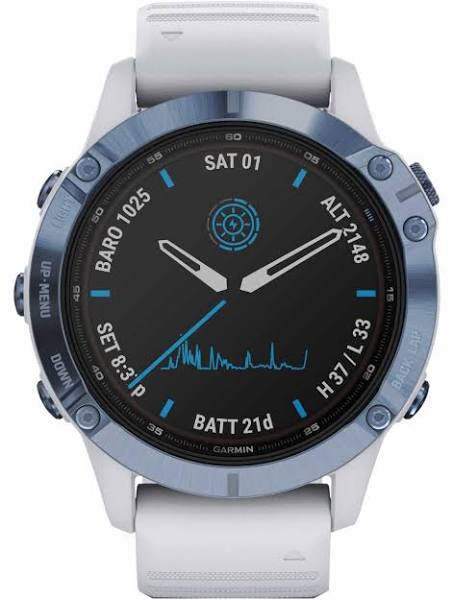 Garmin Fenix 6 Pro Solar | Titanium Mineral Blue White Watch