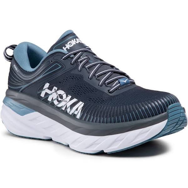 Hoka One One Bondi 7 Mens Wide Running Shoes Blue Athletic Sneakers Size 12  2E W 