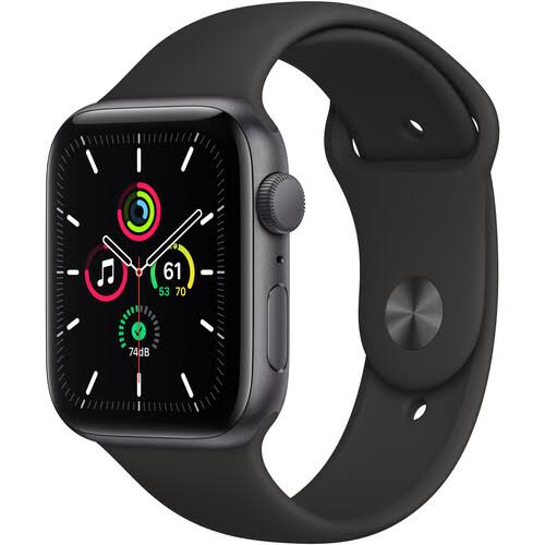 Apple Watch SE 44mm Space Gray Aluminum Case with Sport Band - Black 