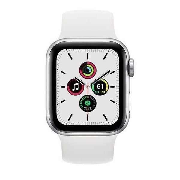 Apple Watch SE 44mm MYDQ2 Silver Aluminum Case with Sport Band - White 