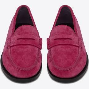 Saint Laurent Le Loafer Monogram Penny Slippers In Suede - Pink - Men - 41 