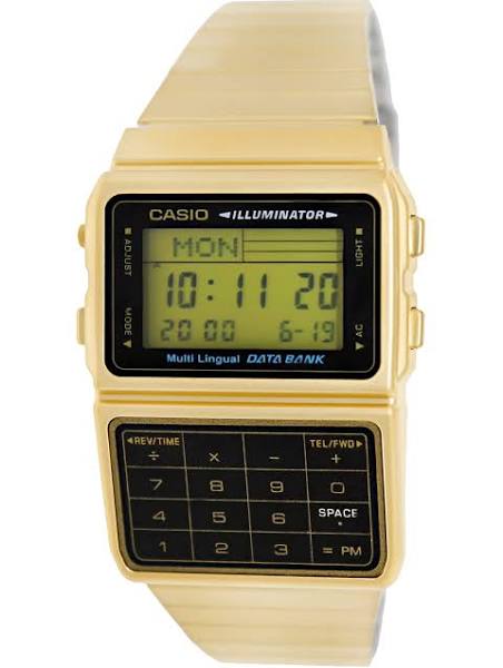 Casio Men's Dbc611g-1 'Databank' Digital Gold-Tone Stainless Steel Watch