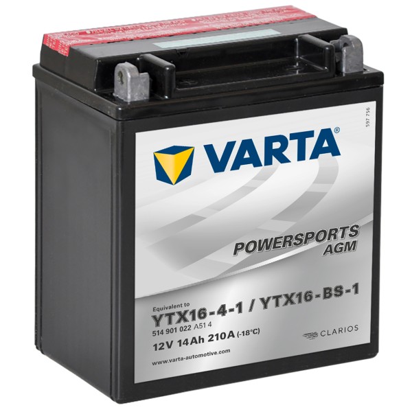 Varta POWERSPORTS AGM 12V 14Ah YTX16-4-1 YTX16-BS-1