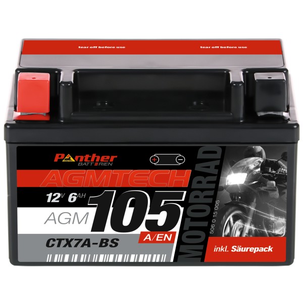 Motorradbatterie 50615 12V 6Ah CTX7A-BS