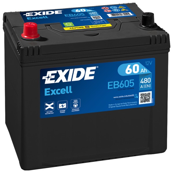 Exide Excell EB605 12V 60 Ah 390 A/EN