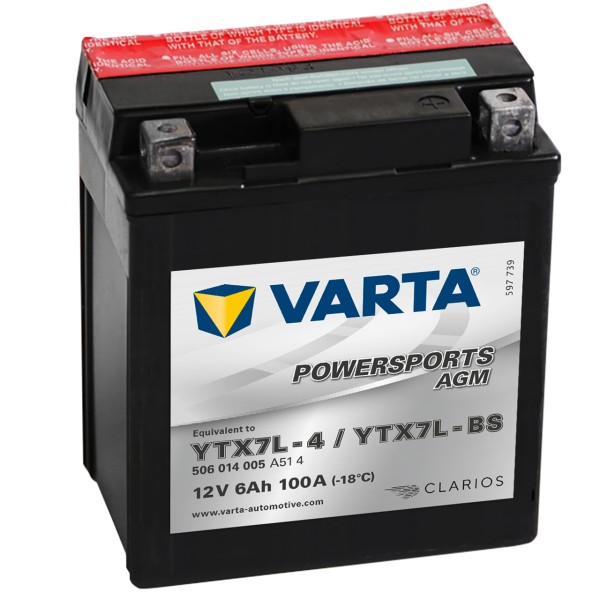 Varta POWERSPORTS AGM 12V 6Ah YTX7L-4 YTX7L-BS