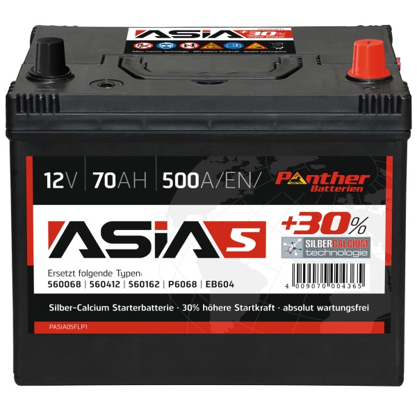 Asia+30% Line 12V 70Ah 550 A/EN gefüllt